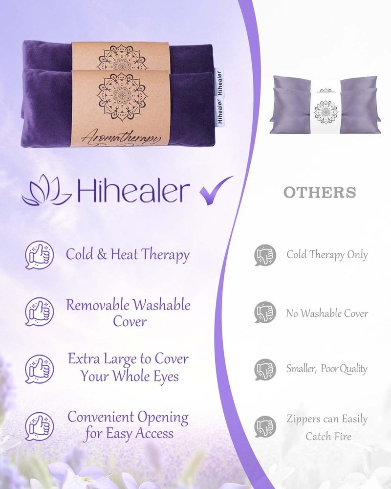 Hihealer Lavender Eye Pillow, Weighted Mask for Sleep, Yoga, Meditation, Aromatherapy Moist Heat Mask Relaxation Gifts for Women and Moms (Purple) - Image 2