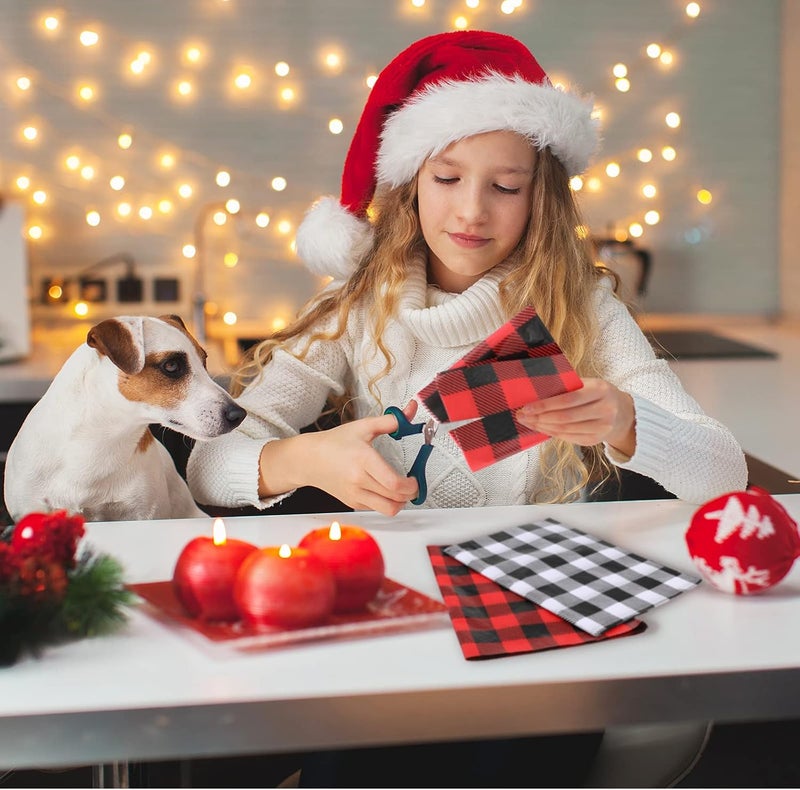 klarako 100 Sheets Christmas Tissue Paper Buffalo Plaid Gift Wrapping Paper 14 x 20 Inch Rustic Art Holiday Wrapping Paper for Christmas DIY Crafts (Red-Black, White-Black) - Image 3