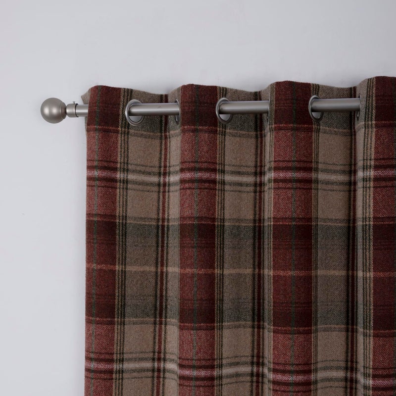 always4u 100% Blackout Woolen Look Plaid Curtains Modern Window Panels Checkered Tartan Curtains for Living Room Bedroom 2 Panels Christmas Red Green 45 * 63 Inches - Image 2
