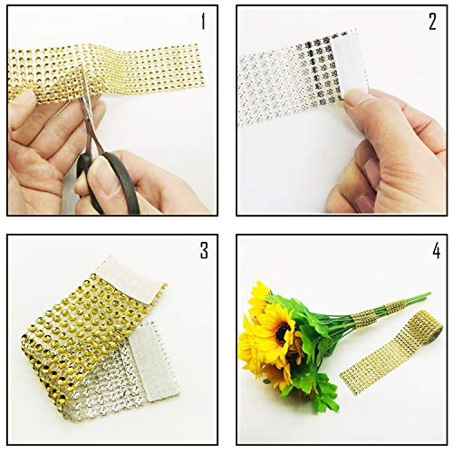 Allazone 8 Colors 8 Row 1 M Acrylic Rhinestone Diamond Ribbon with 8 Pairs Self Adhesive Hook and Loop Tape for Wedding Cakes, Birthday Decorations, Baby Shower and Crafts Projects by Allazone - Image 4