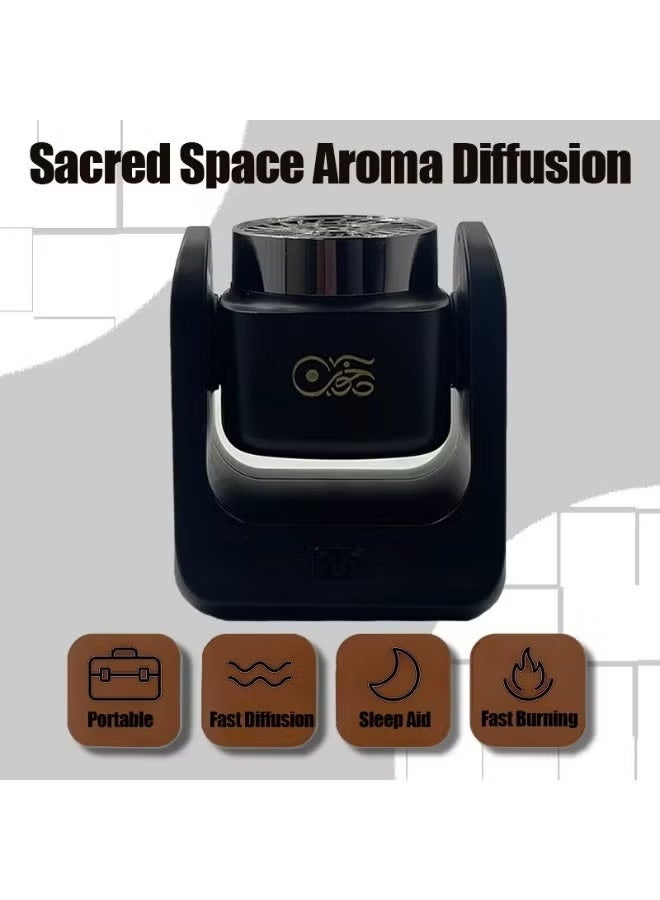 ELTRAZONE BK-77 USB Aroma Diffuser Electric Incense Burner, Compact Portable Aromatherapy Scent Device, Fragrance Burner for Home Bedroom Living Room Office, Black - Image 2