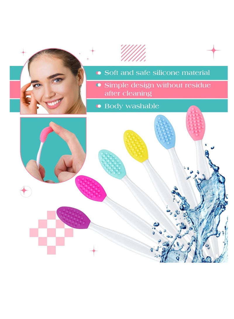 Newtay 100 Pieces Lip Scrub Brushes Double Sided Silicone Exfoliating Lip Brush with Container Soft Silicone Face Lips Cleaning Tool Silicone Lip Scrubber for Plump Smoother Lip Appearance Multi-colored  - Image 2