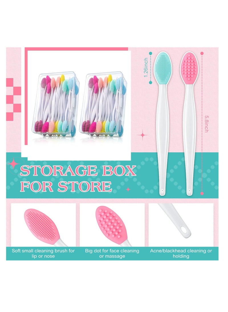 Newtay 100 Pieces Lip Scrub Brushes Double Sided Silicone Exfoliating Lip Brush with Container Soft Silicone Face Lips Cleaning Tool Silicone Lip Scrubber for Plump Smoother Lip Appearance Multi-colored  - Image 3