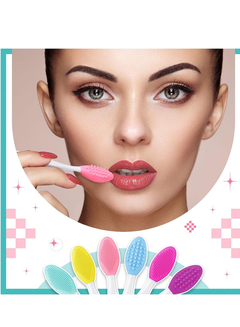 Newtay 100 Pieces Lip Scrub Brushes Double Sided Silicone Exfoliating Lip Brush with Container Soft Silicone Face Lips Cleaning Tool Silicone Lip Scrubber for Plump Smoother Lip Appearance Multi-colored  - Image 5