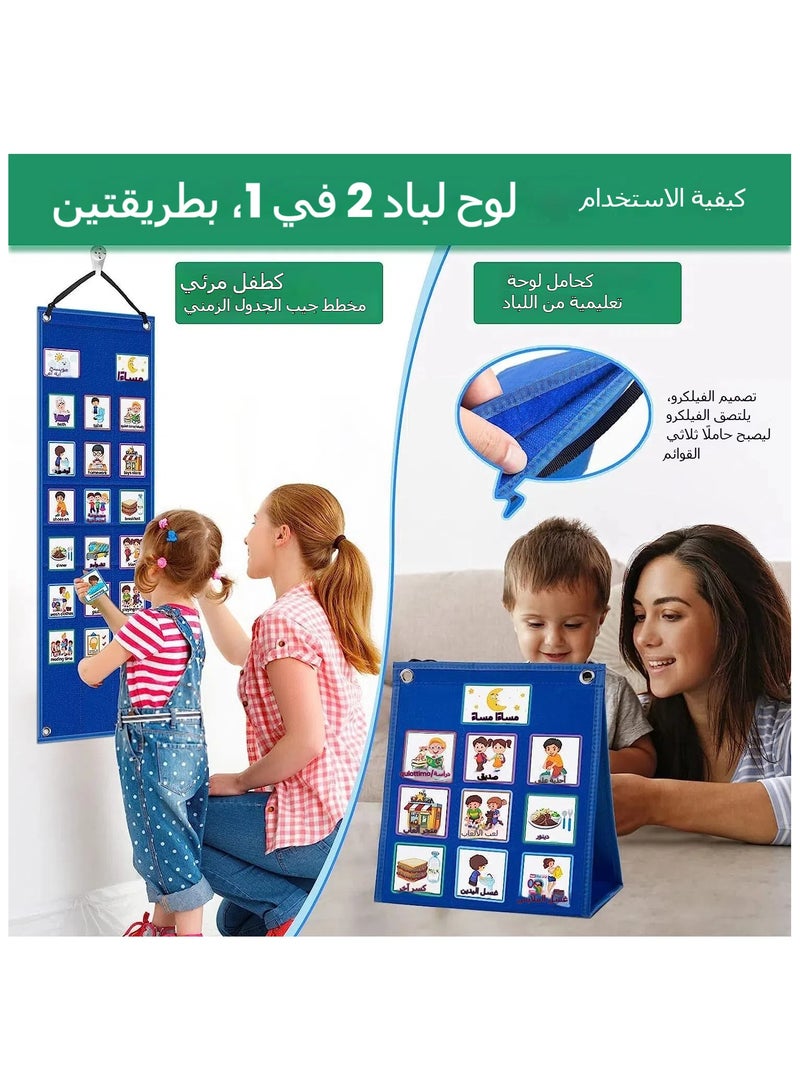 Learning Hanging Bag Kids Visual Schedule Calendar 2 in 1 Autism Daily Chores Daily Chart - Image 3