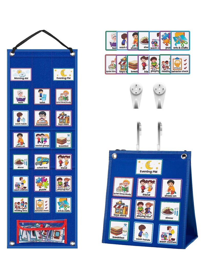 Learning Hanging Bag Kids Visual Schedule Calendar 2 in 1 Autism Daily Chores Daily Chart - Image 1