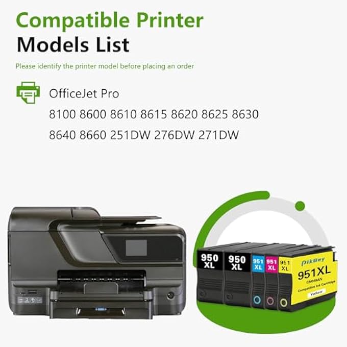 950XL 951XL INK CARTRIDGE COMBO PACK (5 PACK 2BK/1C/1M/1Y)-REPLACEMENT FOR HP 950XL AND 951XL INK CARTRIDGES COMBO PACK COMPATIBLE FOR OFFICEJET PRO 8100 8600 8610 8615 8620 8630 8640 PRINTER - Image 2