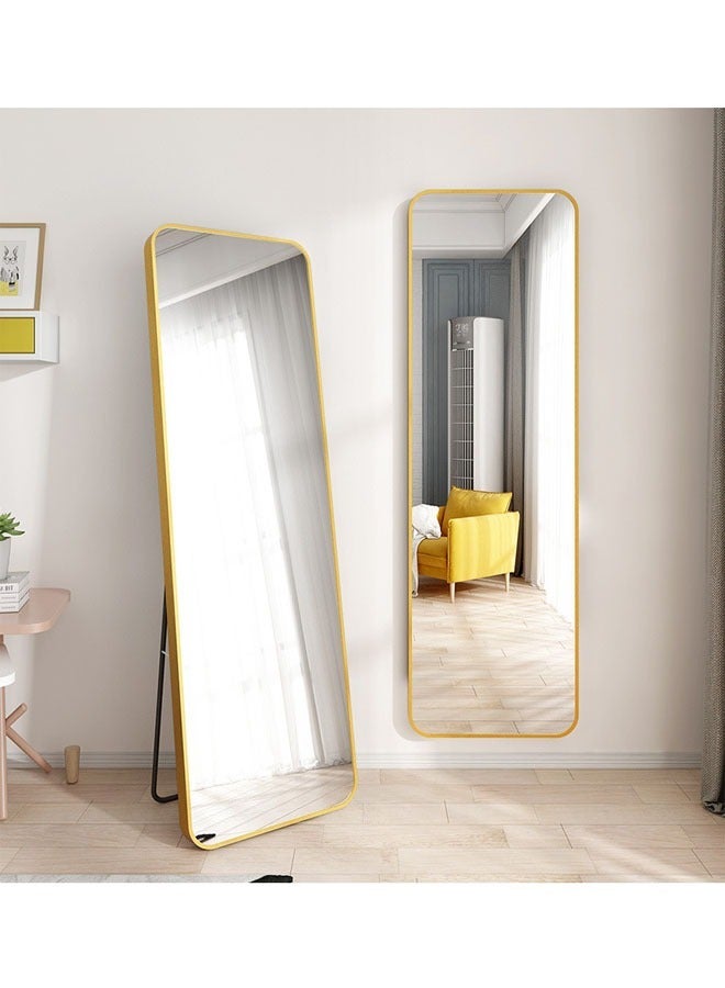 KLNAMAEAAN Full Length Mirror 60 X 165 cm, Floor Mirror with Aluminum Alloy Frame, Free-Standing Leaning Large Bedroom Dressing Mirror, Full Body Mirror with Stand for Living Room & Bedroom, Gold - Image 1