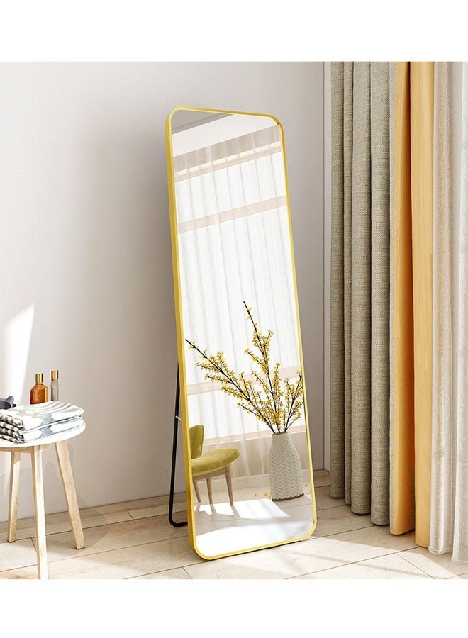 KLNAMAEAAN Full Length Mirror 60 X 165 cm, Floor Mirror with Aluminum Alloy Frame, Free-Standing Leaning Large Bedroom Dressing Mirror, Full Body Mirror with Stand for Living Room & Bedroom, Gold - Image 2