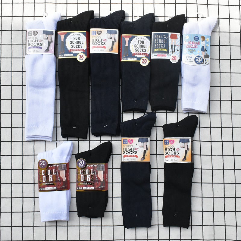 Japanese Single Calf Socks Women'S Socks Stocking Students Black And White Double Needle Stripes Jk Uniform Original Order Antibacterial Deodorant - Image 4