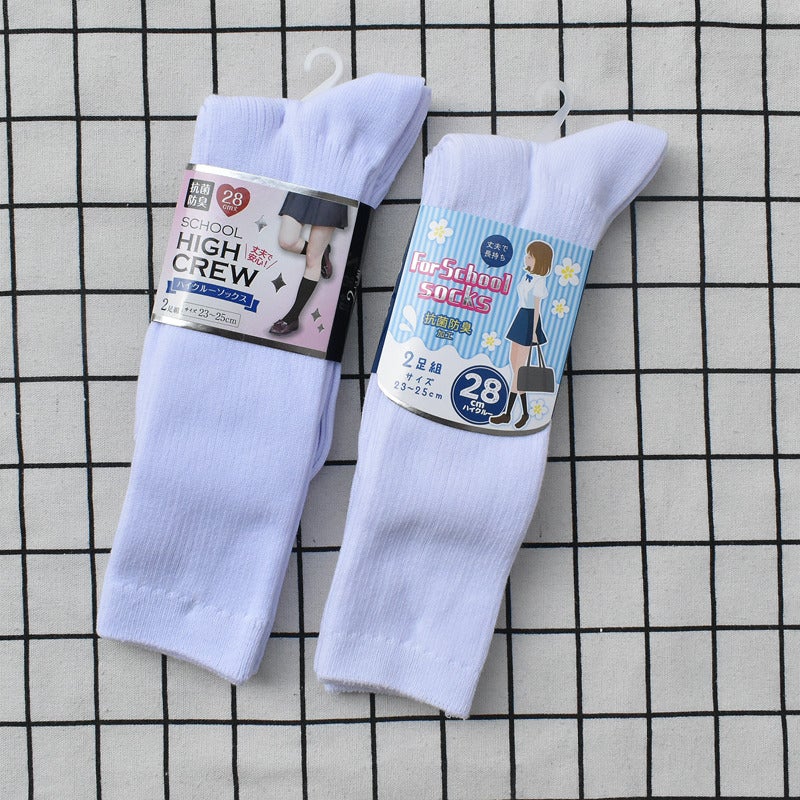 Japanese Single Calf Socks Women'S Socks Stocking Students Black And White Double Needle Stripes Jk Uniform Original Order Antibacterial Deodorant - Image 5