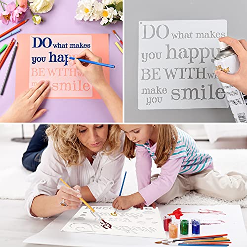 Zonon 16 Piece Inspirational Word Family Sign Template with Metal Open Ring - Reusable Painting Stencils for Wood, Porch, Door, Wall Decor (7.87 x 7.87 Inch) - Image 5