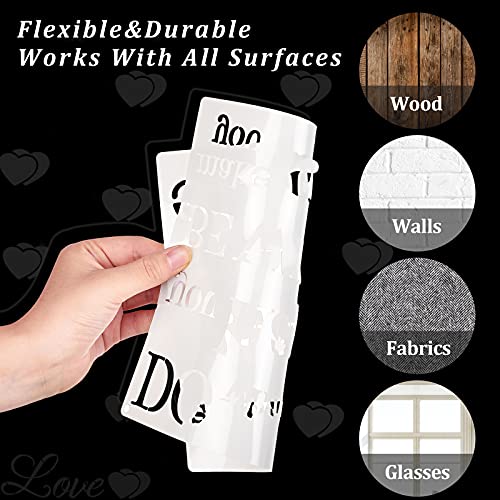 Zonon 16 Piece Inspirational Word Family Sign Template with Metal Open Ring - Reusable Painting Stencils for Wood, Porch, Door, Wall Decor (7.87 x 7.87 Inch) - Image 3