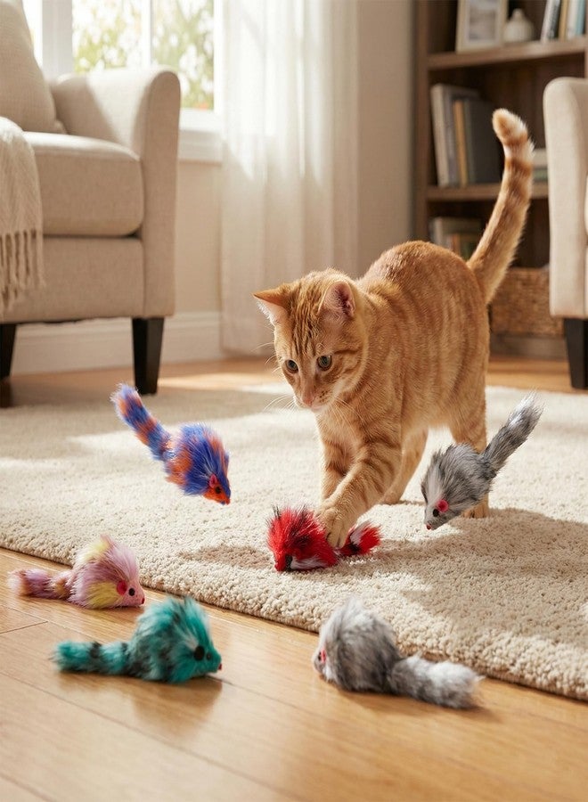 Zyghjort 6 PCS Furry Cat Mouse Toy, Mouse Toys for Cats Gradient Color Kitten Interactive Toy 3.1" Realistic Furry Rattle Mouses Cat Toys for Bored Indoor Adult Cats, Feline Chew Toyself Play - Image 4