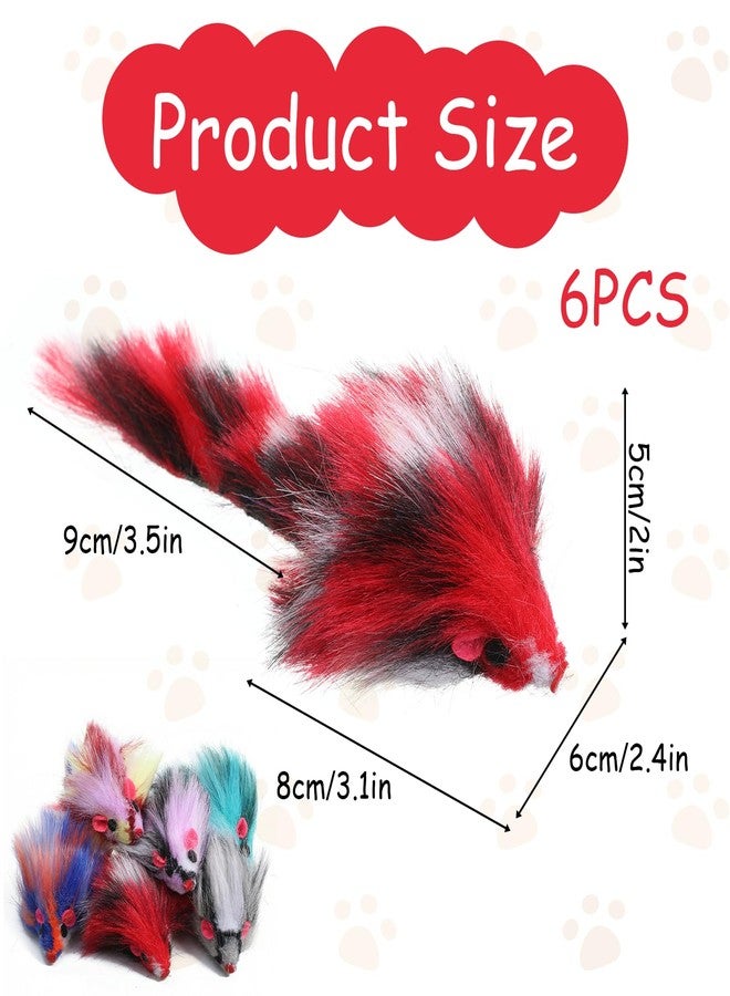 Zyghjort 6 PCS Furry Cat Mouse Toy, Mouse Toys for Cats Gradient Color Kitten Interactive Toy 3.1" Realistic Furry Rattle Mouses Cat Toys for Bored Indoor Adult Cats, Feline Chew Toyself Play - Image 3