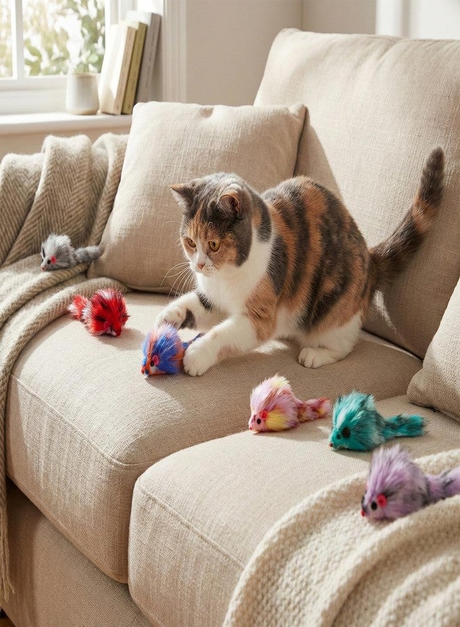 Zyghjort 6 PCS Furry Cat Mouse Toy, Mouse Toys for Cats Gradient Color Kitten Interactive Toy 3.1" Realistic Furry Rattle Mouses Cat Toys for Bored Indoor Adult Cats, Feline Chew Toyself Play - Image 5