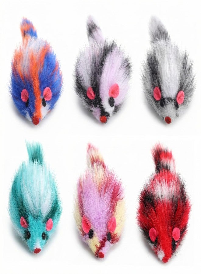 Zyghjort 6 PCS Furry Cat Mouse Toy, Mouse Toys for Cats Gradient Color Kitten Interactive Toy 3.1" Realistic Furry Rattle Mouses Cat Toys for Bored Indoor Adult Cats, Feline Chew Toyself Play - Image 1