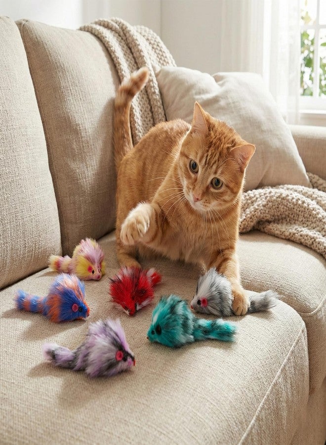 Zyghjort 6 PCS Furry Cat Mouse Toy, Mouse Toys for Cats Gradient Color Kitten Interactive Toy 3.1" Realistic Furry Rattle Mouses Cat Toys for Bored Indoor Adult Cats, Feline Chew Toyself Play - Image 2
