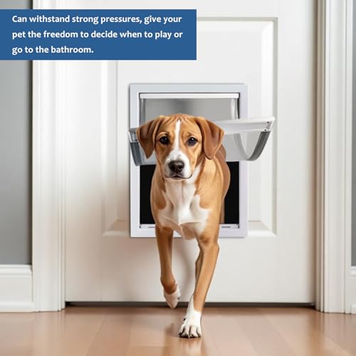 CEESC Large Dog Door with Soft Transparent Magnetic Flap and Snap-in Closing Panel, Premium PVC Plastic Pet Door for Large Dogs(XL,White) - Image 2