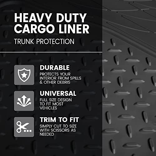 BDK-M785 Heavy Duty Rubber Cargo Floor Mat - All Weather Trunk Protection, Trimmable to Fit & Durable Rubber (Black) - Image 2