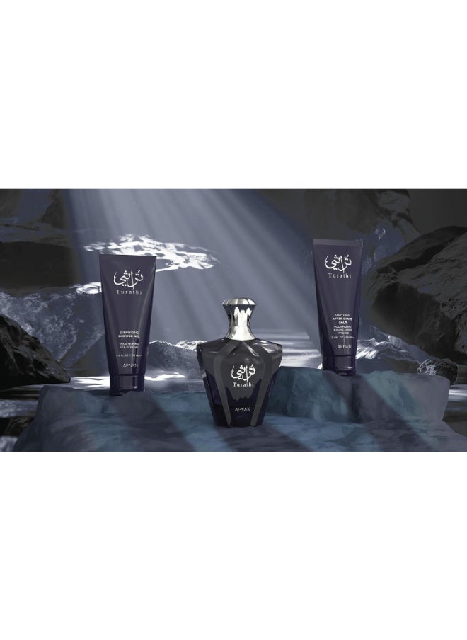 Afnan Gift Set Turathi Homme Blue Eau De Perfume 100 Ml + Shower Gel 100 Ml + After Shave 100 Ml, Perfume Gift Set For Men  - Image 4