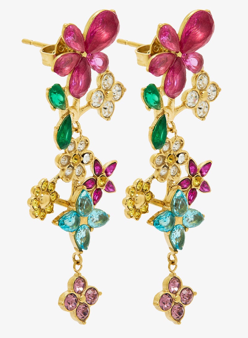 GUESS Multi Flower Drop Earrings - Image 1