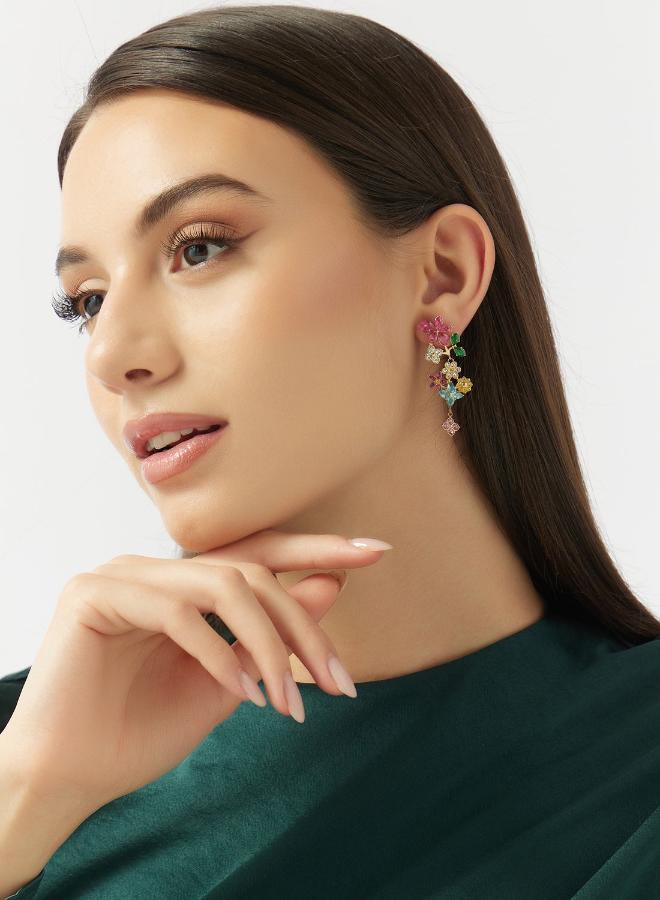 GUESS Multi Flower Drop Earrings - Image 2