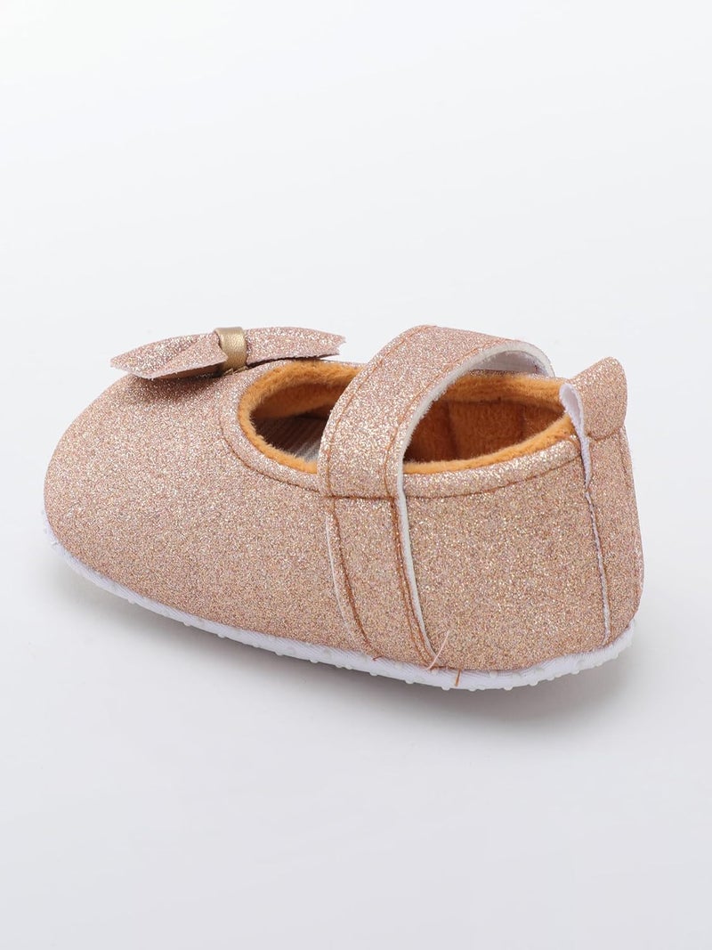 PureSole Stylish Baby Girl Party Booties with Sparkle Finish & Memory Foam – Soft Sole, Comfortable Pre-Walker Shoes for Infants (6–12 Months) - Image 2