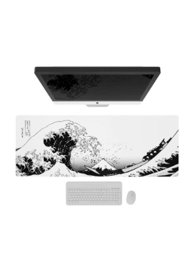 Large Gaming Mouse Pad with Stitched Edges Japanese Wave Anime Desk Mat Extended XL Mousepad with Anti-Slip Base Spill-Resistant Desk Pad for Keyboard and Mouse 800 * 300 * 3mm - Image 2