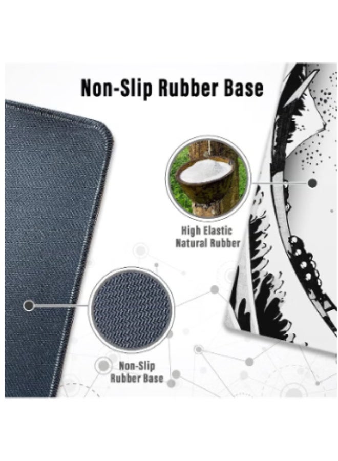 Large Gaming Mouse Pad with Stitched Edges Japanese Wave Anime Desk Mat Extended XL Mousepad with Anti-Slip Base Spill-Resistant Desk Pad for Keyboard and Mouse 800 * 300 * 3mm - Image 3