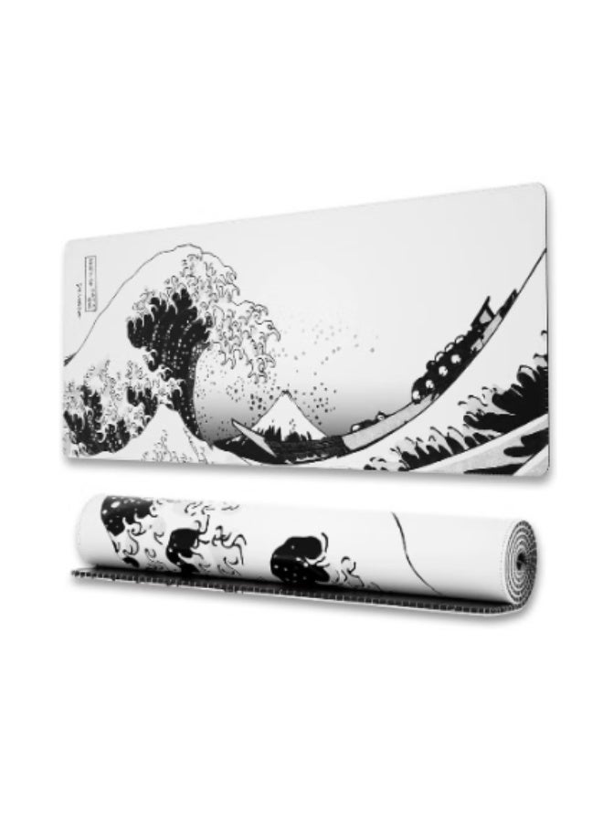 Large Gaming Mouse Pad with Stitched Edges Japanese Wave Anime Desk Mat Extended XL Mousepad with Anti-Slip Base Spill-Resistant Desk Pad for Keyboard and Mouse 800 * 300 * 3mm - Image 1