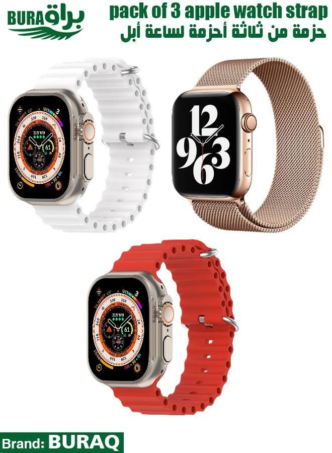 BURAQ Apple Watch Band Strap For Apple Watch Ultra 2/Ultra 49mm, Series 10 46mm, 9/8/7 45mm, SE2/SE/6/5/4 44mm, 3/2/1 42mm