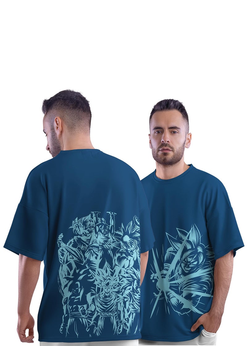 crazymonk Goku Oversized T-Shirt- Navy Blue, XXL - Image 2