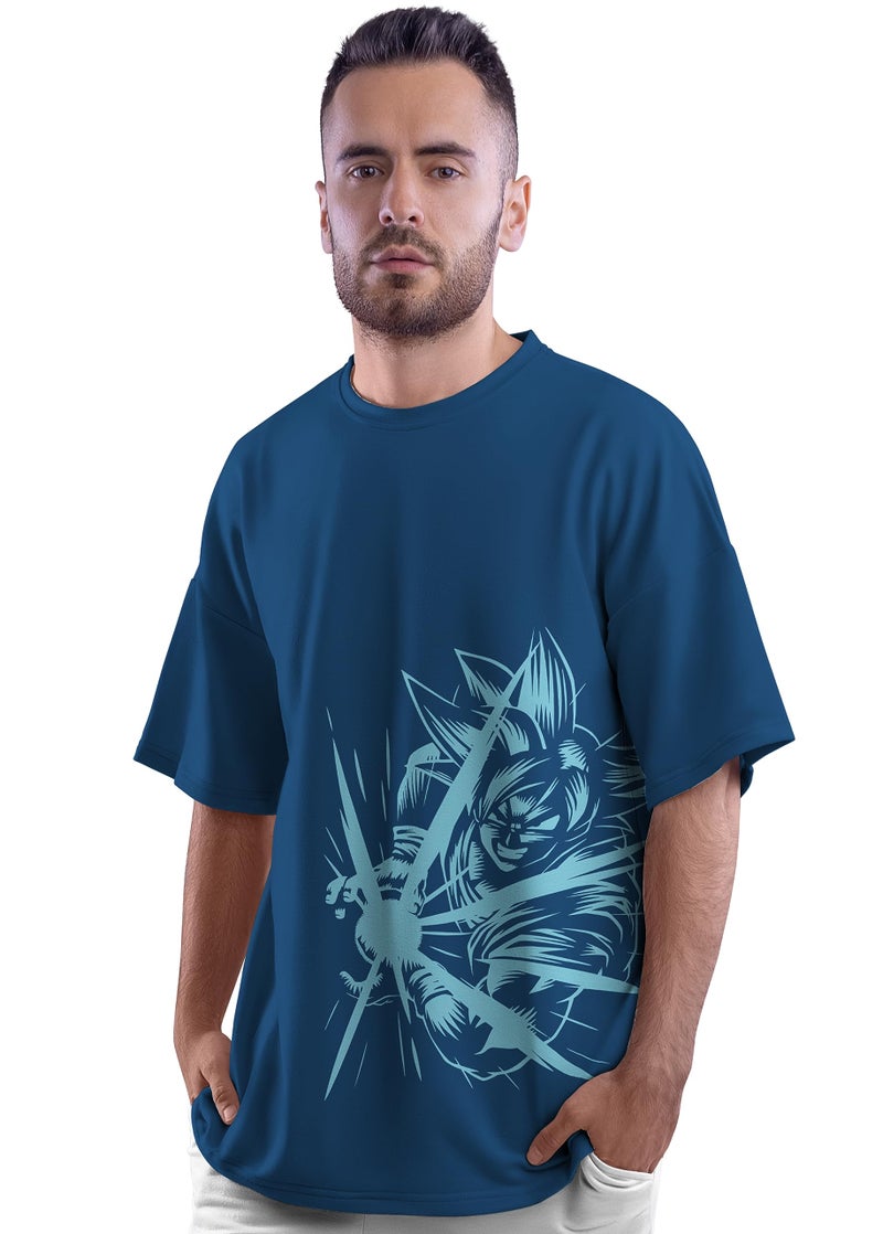 crazymonk Goku Oversized T-Shirt- Navy Blue, XXL - Image 1