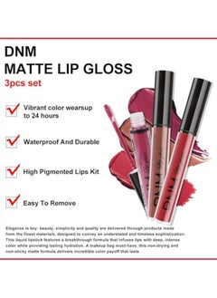DNM 3Pcs Ruby Red Nude Pink Mauve Matte Liquid Lipstick Lip Stain Sets for Women DNM Long Lasting 24 Hours Red Stay on Matte Lipstick Light Skin matte larga duracion color 10  - Image 2