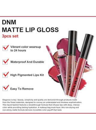 3Pcs Ruby Red Nude Pink Mauve Matte Liquid Lipstick Lip Stain Sets for Women DNM Long Lasting 24 Hours Red Stay on Matte Lipstick Light Skin matte larga duracion color 10 - view 2