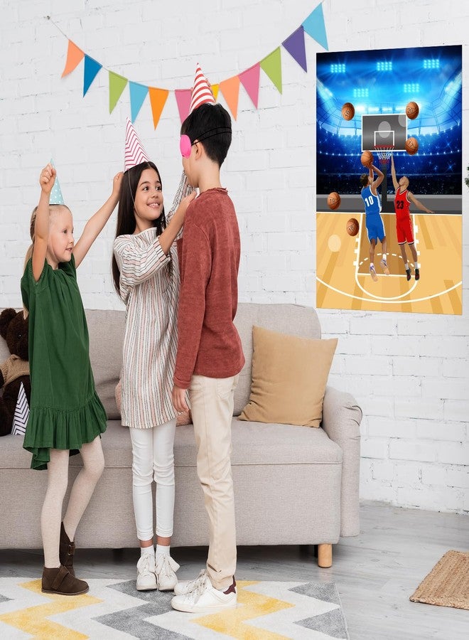 PLULON Basketball Party Game for Kids Pin The Basketball on The Hoop Game Basketball Poster with Basketball Stickers for Boys Girls Birthday Party Wall Decorations Classroom Activities - Image 4