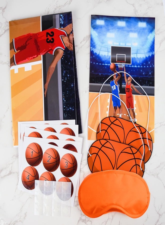 PLULON Basketball Party Game for Kids Pin The Basketball on The Hoop Game Basketball Poster with Basketball Stickers for Boys Girls Birthday Party Wall Decorations Classroom Activities - Image 3