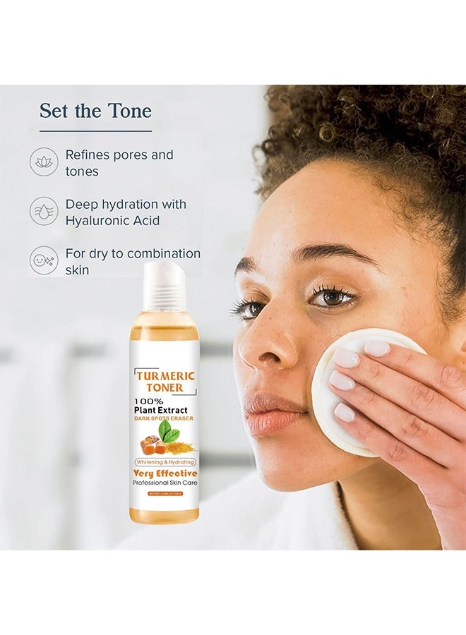 OUHOE Turmeric Toner 100% Plant Extract Dark Spots Eraser, Corrector Toner 118ML Facial Toner For Acne Prone Skin Dark Spot Remover For Face Hydrating Face Toner For Women Treatment  - Image 5