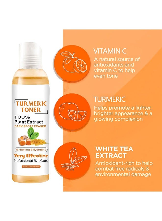 OUHOE Turmeric Toner 100% Plant Extract Dark Spots Eraser, Corrector Toner 118ML Facial Toner For Acne Prone Skin Dark Spot Remover For Face Hydrating Face Toner For Women Treatment  - Image 3