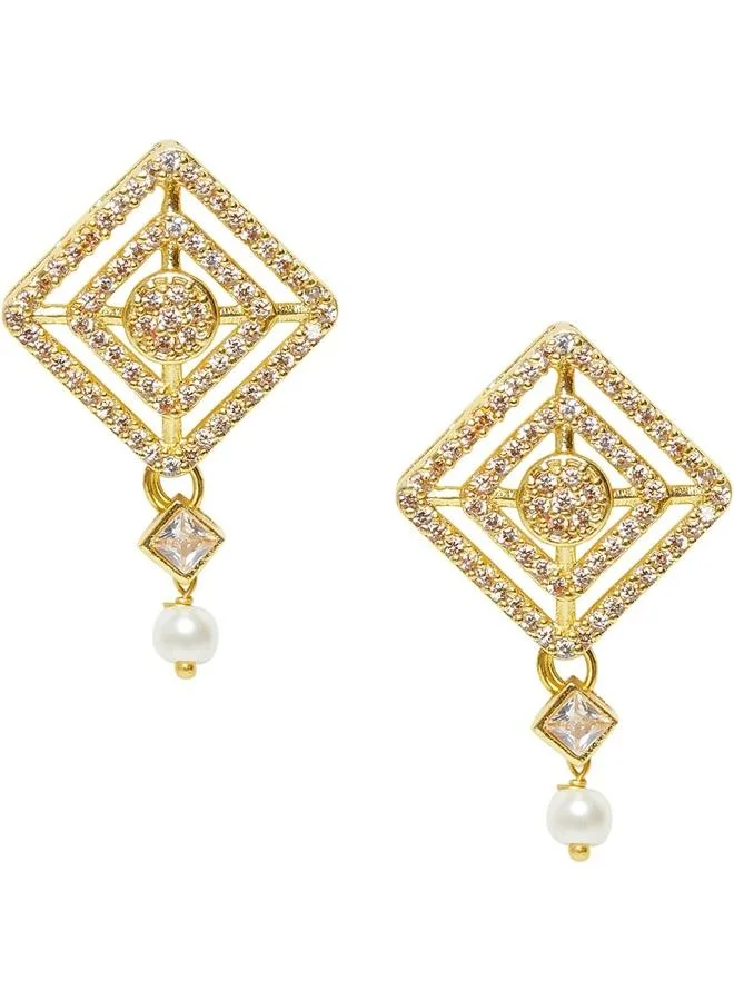 VOYLLA VOYLLA pearlyyy Whites Designer Earrings, Onesize, Brass, No Gemstone