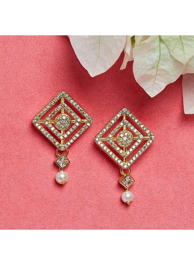 VOYLLA VOYLLA pearlyyy Whites Designer Earrings, Onesize, Brass, No Gemstone