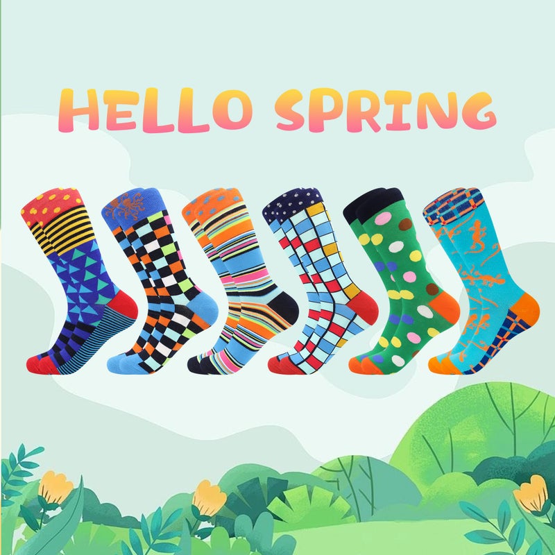 BONANGEL Men's Fun Dress Socks - Colorful Funny Novelty Crazy Crew Socks Packs with Cool Argyle Pattern (Lizard) - Image 2