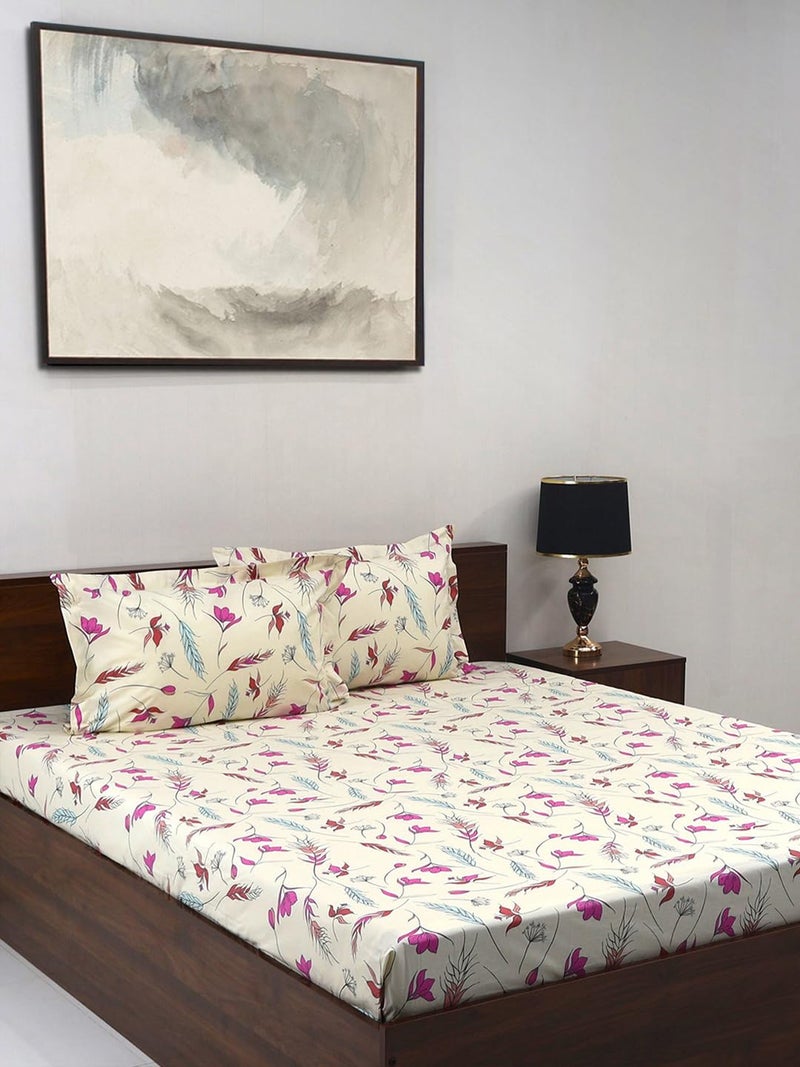 Bombay Dyeing مجموعة بمبي للتلوين الكلاسيكية، ملاءة سرير كينغ 180 TC، 100% قطن نقي، ملاءة سرير فاخرة مع 2 غطاء وسادة - Image 1