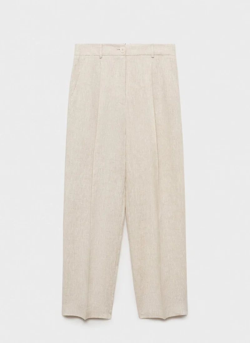 MANGO Straight Linen Trousers With Dart Detail