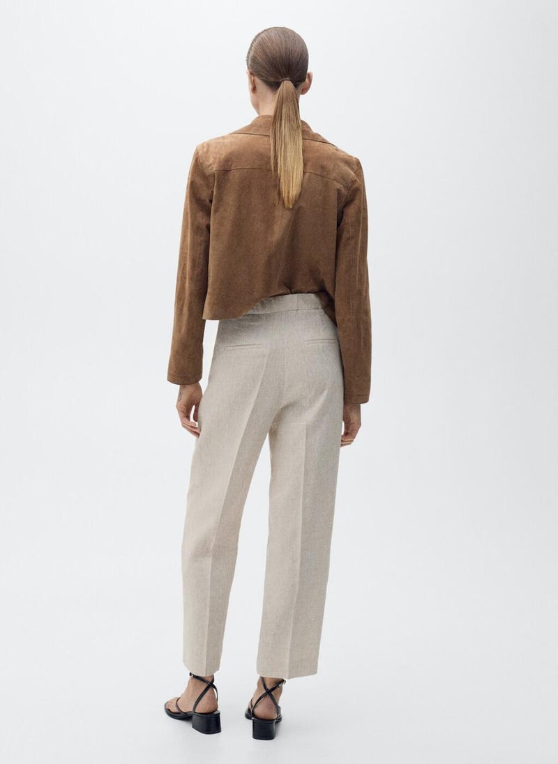 MANGO Straight Linen Trousers With Dart Detail  - Image 2