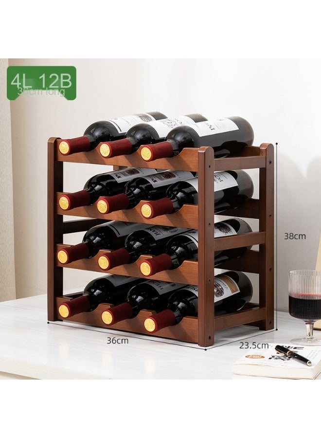 Desktop wine rack, multi-layer wine display shelf, home living room wine storage, angled bottle holder.