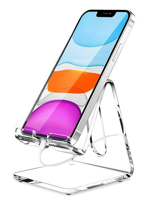 Acrylic Cell Phone Stand, Portable Phone Holder, Clear Phone Stand for Desk, Compatible with Phone 12 Pro Max Mini 11 Xr 8 Plus SE, Switch, Android Smartphone, Pad, Desk Accessories
