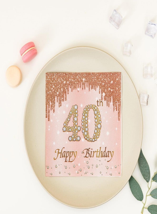 Calculs 40th Birthday Cocktail Napkins Cheers To 40 Years Rose Gold Tableware Snack/Dessert/Beverage Disposable Napkin 20pk - Image 5