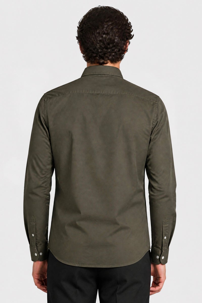 La Martina Men Slim Fit Embroidered Logo Long Sleeve Casual Shirt, Olive - Image 4